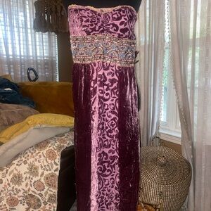 NWT Hale Bob Elegant Purple and Pink Strapless Dress